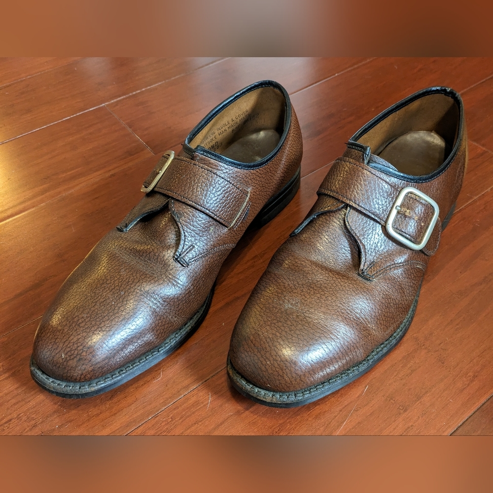 Vintage Brown Knapp Monk Strap Shoes Size 10.5